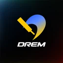 Drem app icon: a yellow cricket bat over a blue swoosh